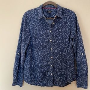 NWOT Talbots Denim animal print button down shirt